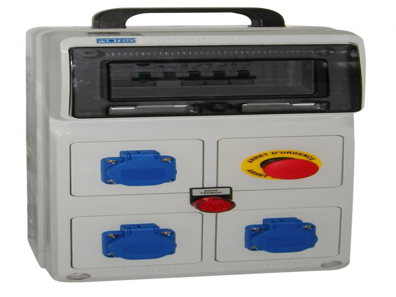 Vignette 2 produit Coffret de chantier 4 prises 2P+T 16A IP54 avec A.U. | Ref : C4.416F      